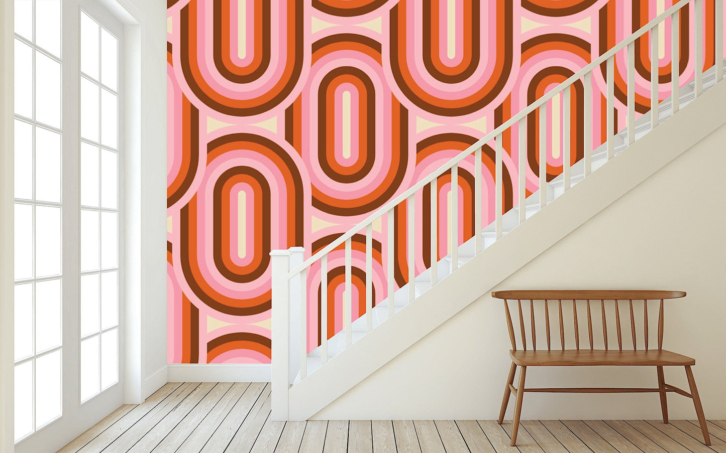 Removable Wallpaper 70's Retro Seamless Pattern. Peel and Stick Wallpaper.